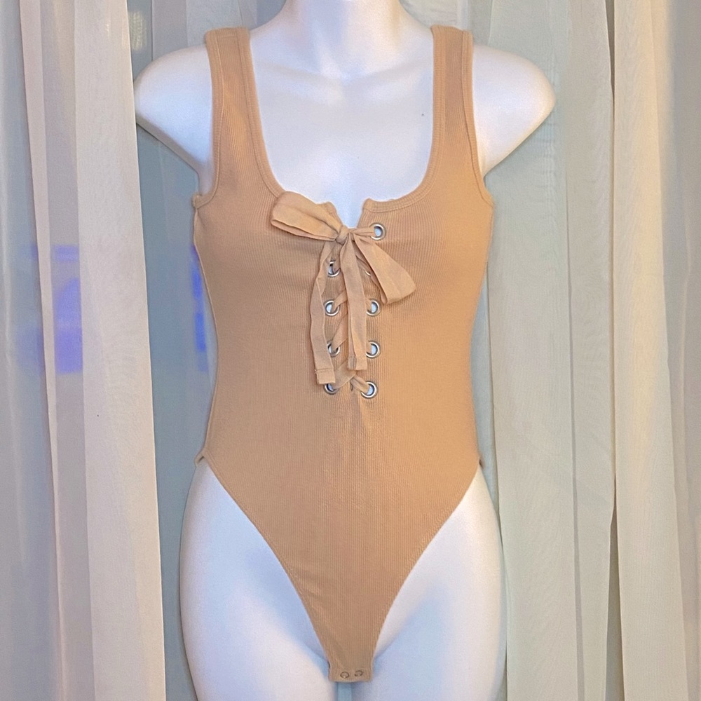 Forever21 grommet lace-up bodysuit